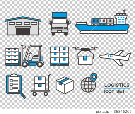 様々な物流（ロジスティクス）のベクターイラスト素材／在庫／流通／製造 86846265