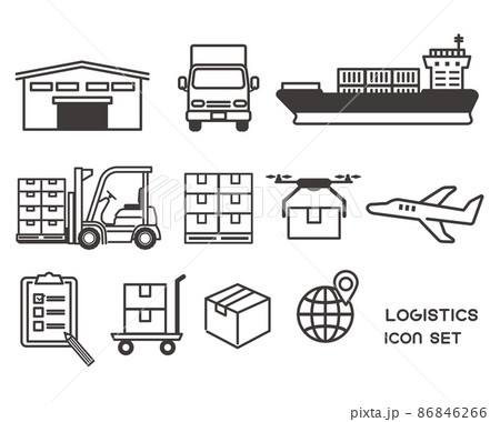様々な物流（ロジスティクス）のベクターイラスト素材／在庫／流通／製造 86846266