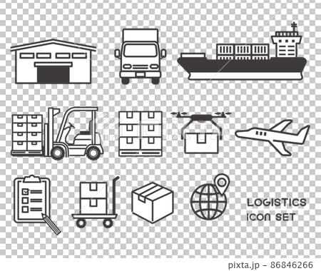 様々な物流（ロジスティクス）のベクターイラスト素材／在庫／流通／製造 86846266