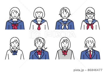 様々な女子学生のアイコンセット 86846477