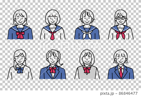 様々な女子学生のアイコンセット 86846477