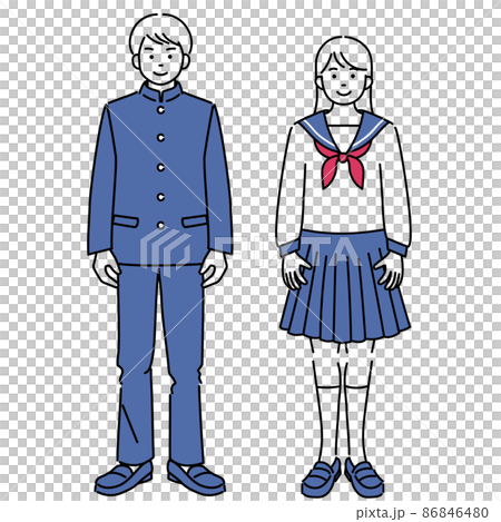 男女學生正面站立的簡單圖解2 男女學生正面站立的簡單圖解2 86846480