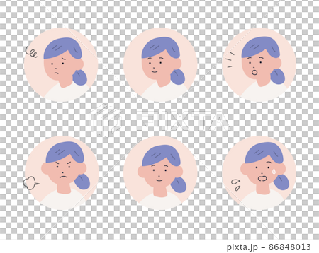 Female hand-painted icon set Female hand-painted icon set 86848013