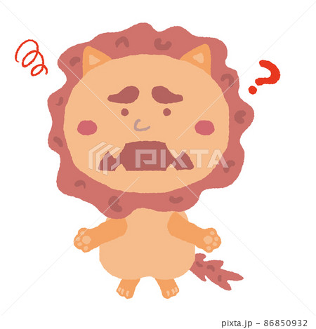 悩んでいる沖縄のシーサー　イラスト素材 86850932