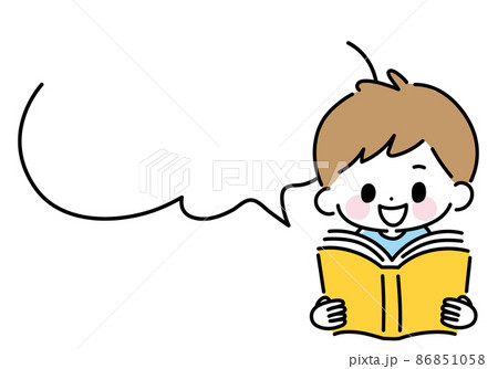 読書する子供 男の子のベクターイラスト ふきだし 読書する子供 男の子のベクターイラスト ふきだし 86851058