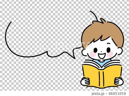 読書する子供 男の子のベクターイラスト ふきだし 読書する子供 男の子のベクターイラスト ふきだし 86851058