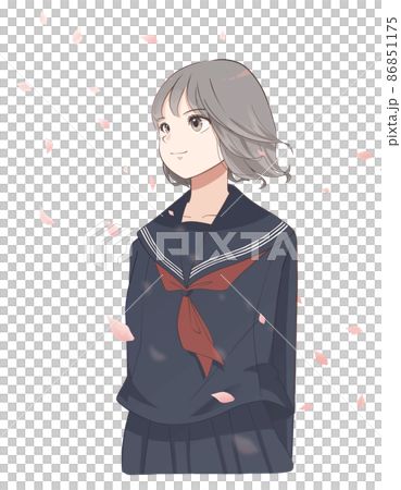 Female student looking to the future (sailor suit) Sakura new life 86851175