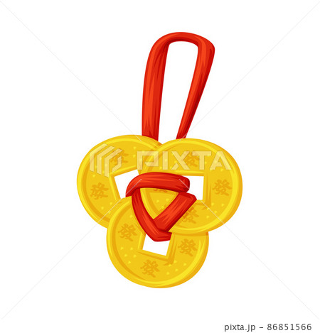 Chinese Coin Pendant as China Object and Traditional Cultural Symbol Vector Illustration Chinese Coin Pendant as China Object and Traditional Cultural Symbol Vector Illustration 86851566