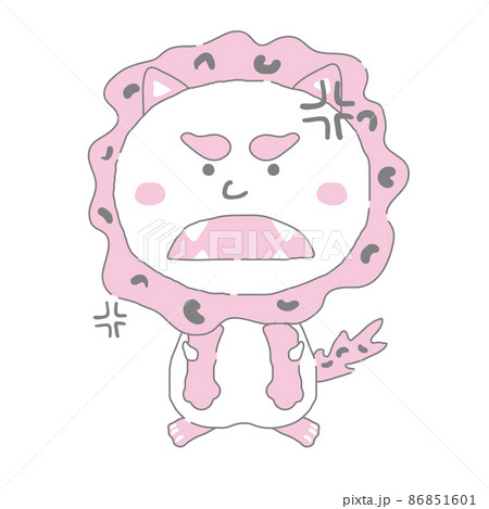 怒る沖縄のシーサー　シンプルカラー　イラスト素材 86851601