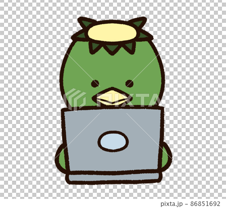 ノートパソコンを操作するかわいい河童 ノートパソコンを操作するかわいい河童 86851692