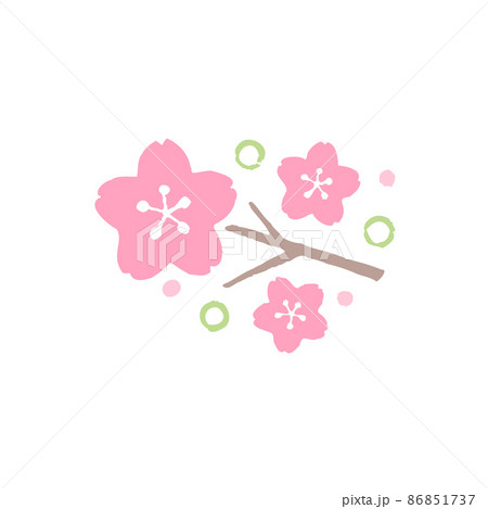 スタンプ風の桜の花と枝 - シンプルでかわいい和モダンな素材 - カラー スタンプ風の桜の花と枝 - シンプルでかわいい和モダンな素材 - カラー 86851737