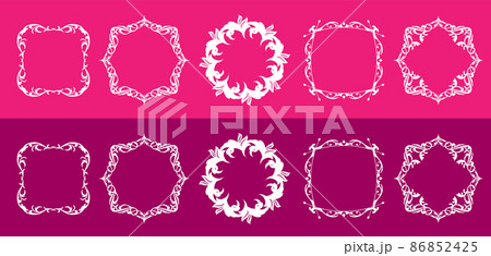 春の植物モチーフのフレームセット。ビンテージフラワー。装飾デザイン。流行りのあしらい 春の植物モチーフのフレームセット。ビンテージフラワー。装飾デザイン。流行りのあしらい 86852425