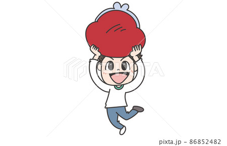 がま口をもって大喜びする男性 がま口をもって大喜びする男性 86852482