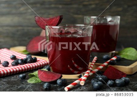 Concept of healthy drink with beetroot smoothie Concept of healthy drink with beetroot smoothie 86853035