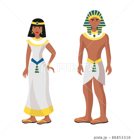 Girl and man in Egyptian folk national festive costumes - Vector Girl and man in Egyptian folk national festive costumes - Vector 86853316