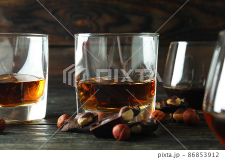 Concept of hard alcoholic drinks with cognac 86853912
