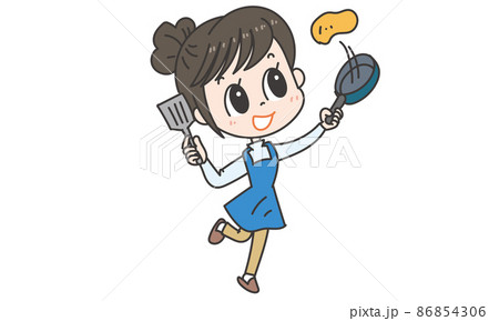 オムレツを焼く女性 86854306