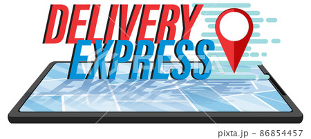 Delivery Express logotype with location pin on smartphone 86854457