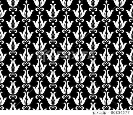 Flower geometric pattern. Seamless vector background. White and black ornament Flower geometric pattern. Seamless vector background. White and black ornament 86854577