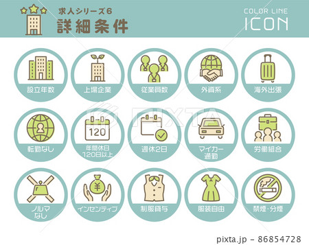 求人シリーズ6　企業の詳細条件　カラーラインアイコンのセット 86854728