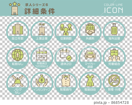 求人シリーズ6　企業の詳細条件　カラーラインアイコンのセット 86854728