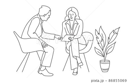 Collaboration of man and woman, meeting of professionals and experts. Collaboration of man and woman, meeting of professionals and experts. 86855069