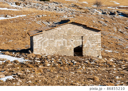 Old Stone Cowshed on Lessinia High Plateau - Verona Province Veneto Italy 86855210