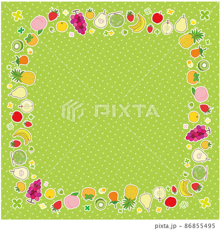 果物のフレーム フォトフレーム 角丸正方形 背景 ドット柄 イエローグリーン 果物のフレーム フォトフレーム 角丸正方形 背景 ドット柄 イエローグリーン 86855495