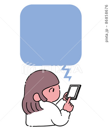 スマホと女の子のイラスト素材