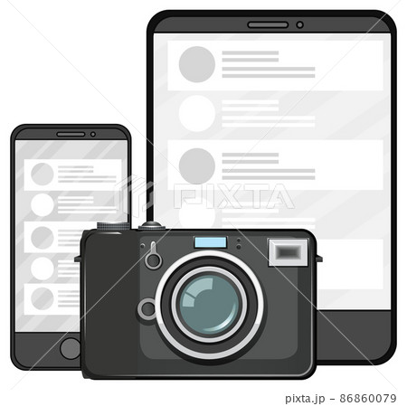 Group of electronic devices on white background 86860079