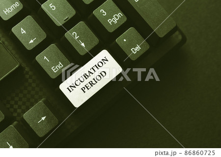 Text caption presenting Incubation Period. Word for time elapsed starting from getting exposed to an infectious agent Typing New Educational Textbook, Abstract Retyping Old Essay Online 86860725