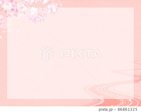 桜と川の流れをイメージした和風背景 桜と川の流れをイメージした和風背景 86861325