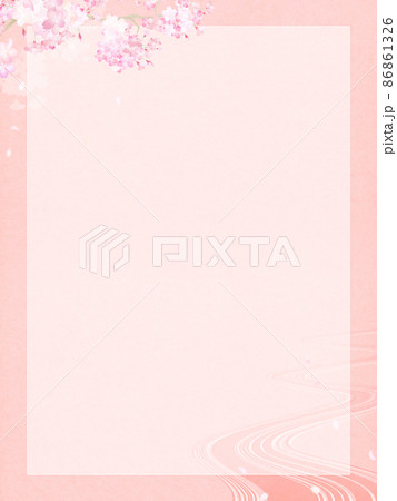桜と川の流れをイメージした和風背景 86861326