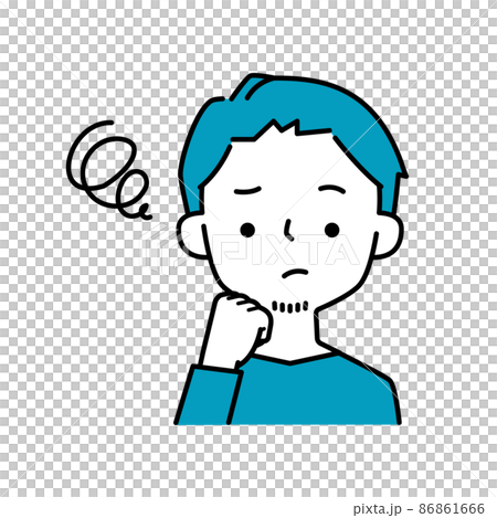 一個有憂慮的姿勢和麵部表情的鬍鬚男子的簡單插圖圖標 一個有憂慮的姿勢和麵部表情的鬍鬚男子的簡單插圖圖標 86861666