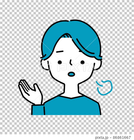 Simple illustration icon of man with sighing pose and facial expression 86861667