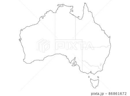 オーストラリアの白地図のイラスト素材