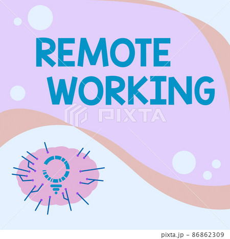 Sign displaying Remote Working. Business approach situation in which an employee works mainly from home Light Bulb Drawing With Multiple Lines Beside Empty Write Space. Sign displaying Remote Working. Business approach situation in which an employee works mainly from home Light Bulb Drawing With Multiple Lines Beside Empty Write Space. 86862309