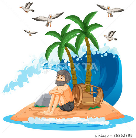 A man on deserted island isolated 86862399