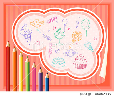 Hand drawn doodle icons with colour pencils 86862435