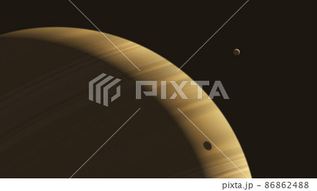 a giant gas planet with its orbiting moon a giant gas planet with its orbiting moon 86862488