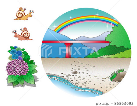 河,梅雨,イメージ画,背景,素材 86863092