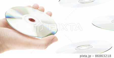 image of cd disk hand white background  86863218