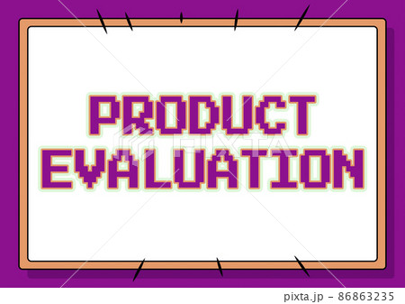 Text sign showing Product Evaluation. Concept meaning viability of the product with respect to market demand Line Illustrated Backgrounds With Various Shapes And Colours. Text sign showing Product Evaluation. Concept meaning viability of the product with respect to market demand Line Illustrated Backgrounds With Various Shapes And Colours. 86863235