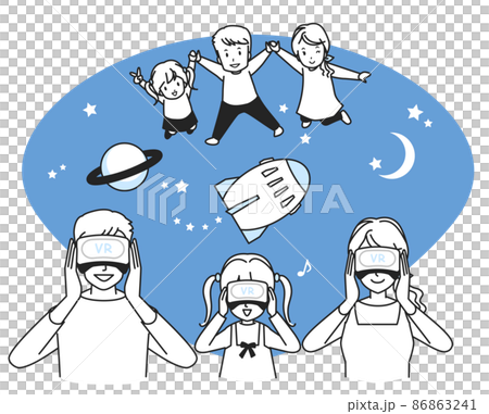 VRゴーグルで宇宙遊泳を楽しむ家族 86863241