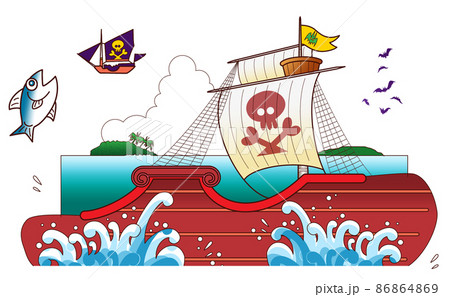 海賊船,背景,素材002 86864869