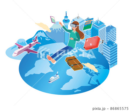 VRで旅行を楽しむ女性 86865575