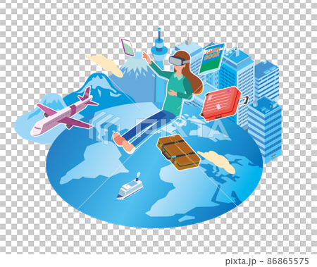 VRで旅行を楽しむ女性 86865575