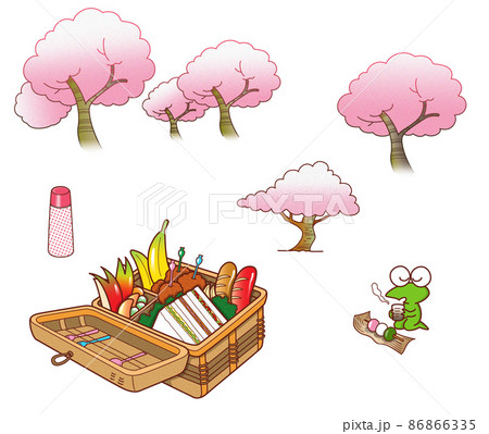 花見,バスケット,桜,素材 花見,バスケット,桜,素材 86866335