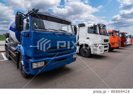 Row of new trucks  86869428