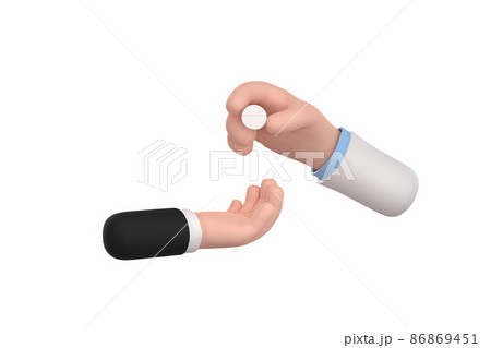 3D. Cartoon doctor holding pill. medical care concept. 86869451